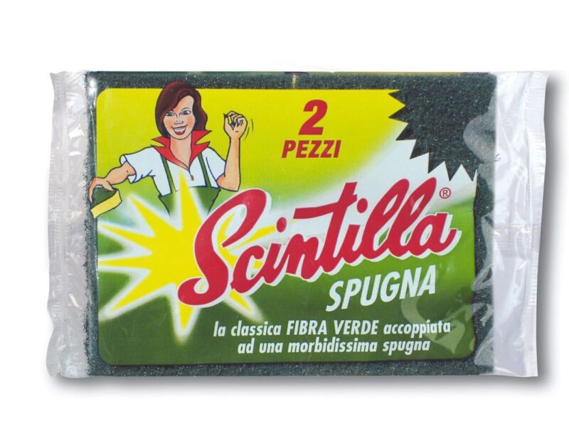 Spugna abrasiva scintilla fibra colore verde da 2 pezzi
