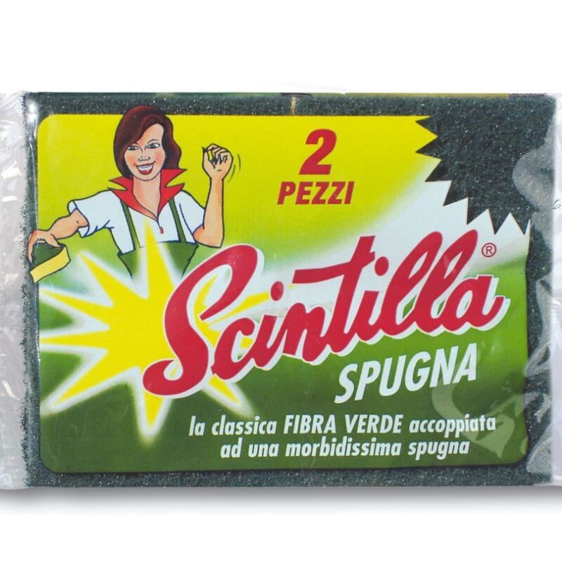 Spugna abrasiva scintilla fibra colore verde da 2 pezzi
