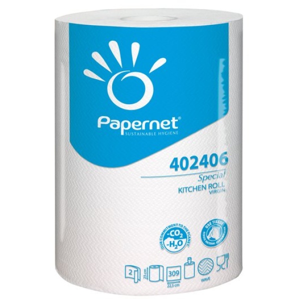Papernet Asciugatutto 68,91m, 309 strappi in pura cellulosa 2 veli