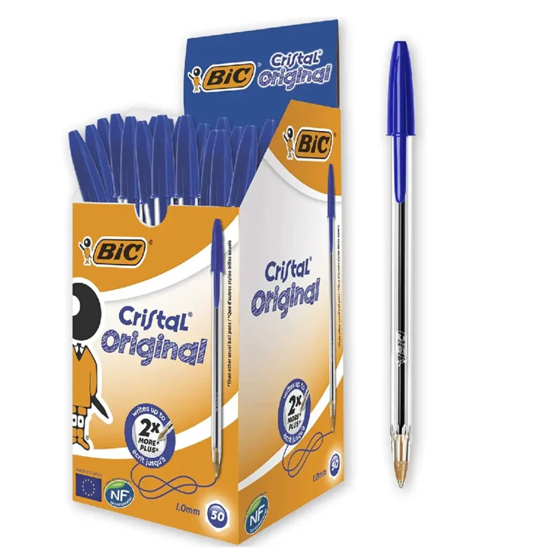 Penna Bic cristal a sfera punta da 1mm colore blu   50pz  8373609