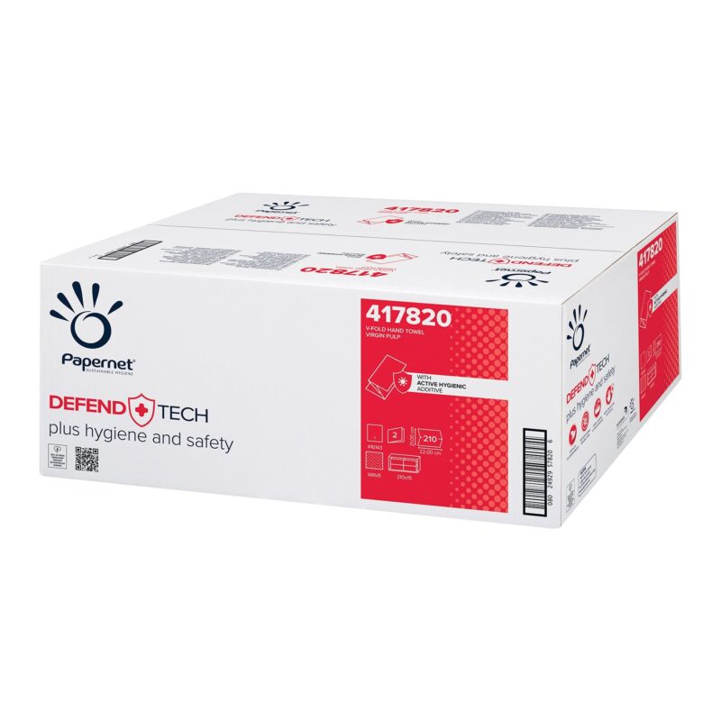 Asciugamani piegati DefendTech a V, 210 strappi, formato 22x21cm, 417820