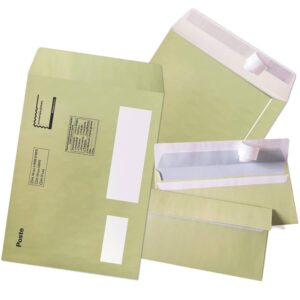 Blasetti Buste verdi 11.5x23cm con 3 finestre idonee per imbustamento automatico - conf. 1200pz-  C92BS0592
