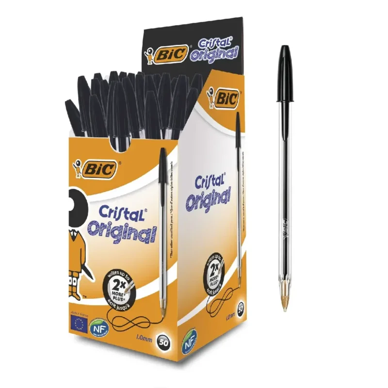Penna Bic a sfera cristal tratto 1mm colore nero  50pz  8373639