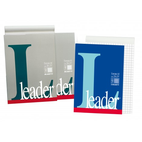 Blasetti Leader - Blocco collato sul lato corto, 90 fogli, copertina plastificata 200gr, A4, 80gr, 10M - Quadretti 10mm, 90fg - Prezzo singolo, ord. minimo 5pz - 1108 - C92BS0018
