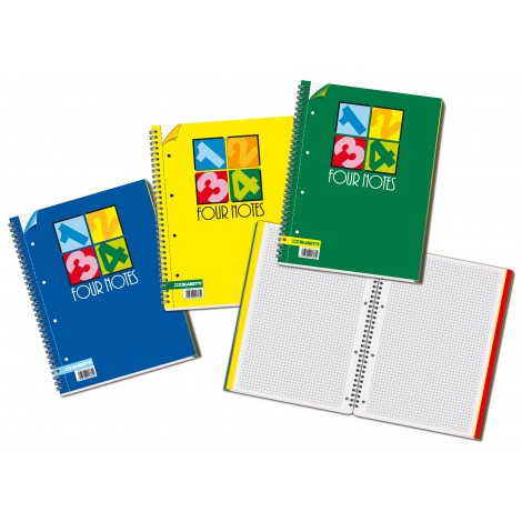Blasetti Four notes - Maxi quaderno spiralato con 4 copertina in PPL e fori laterali per archivio, A4, 70gr, 5M - Quadretti 5mm, 120fg, facciate scrivibili: 240 - Prezzo singolo, ord. minimo 4pz - 1181 - C92BS0023