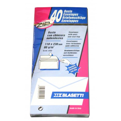 Blasetti Buste bianche uso mano, 80gr, apertura zip con filo, internografate 11x23 40pz - C92BS0101