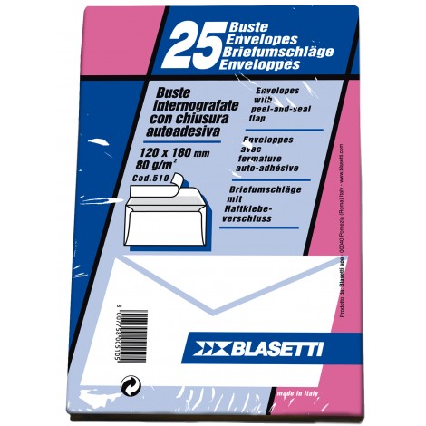 Blasetti Buste bianche  80gr, sagoma a tasca 12x18  25pz - C92BS0213