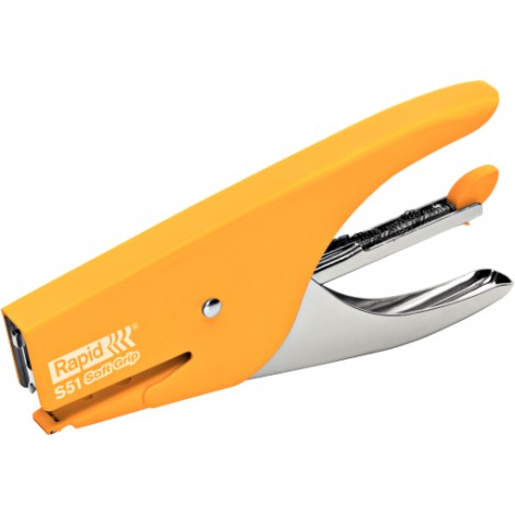 Rapid Soft Grip S51 - Cucitrice a pinza in metallo rivestita in gomma, punto chiuso, profondita` di cucitura 42mm, colore giallo - 10538743 - C92SS0097