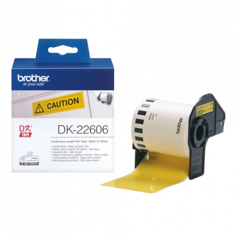 Brother DK22606 Rotolo etichette adesive pellicola gialla, multiuso, in continuo (62mmx15,24m) 1rot. - C92B10019