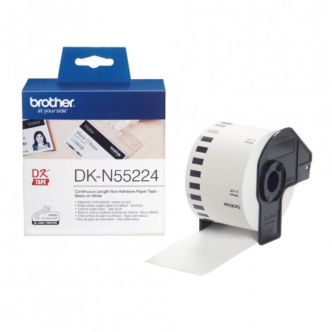 Brother DKN55224 Rotolo etichette non adesive nero su bianco, in continuo, 54mmx30,48m - 1pz - C92B10023
