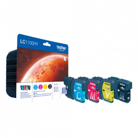 Brother LC1100HYVALBP Cartuccia inchiostro nero, ciano, magenta e giallo per MFC 5490CW (4x900pg) 1Conf. - C92B21059