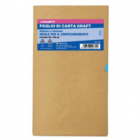 Foglio in carta Kraft per imballaggio piegato, 80gr/mq, formato 80x120cm
