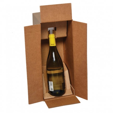Blasetti Scatola automontanti in cartone per bottiglie, interno sagomato, per 1 bottiglie da 0,75ml, con Ø max 10cm e altezza max 33cm, colore marrone - 0845 - C92BS0384
