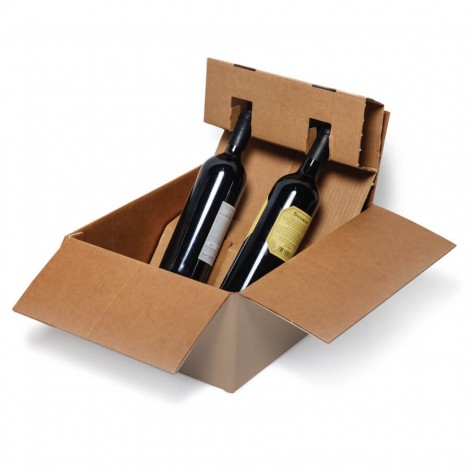 Blasetti Scatola automontanti in cartone per bottiglie, interno sagomato, per 2 bottiglie da 0,75ml, con Ø max 10cm e altezza max 33cm, colore marrone - 0846 - C92BS0385