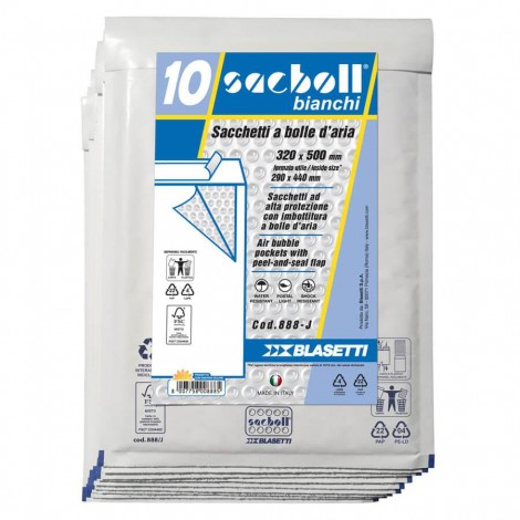 Sacboll J, sacchetto a bolle, formato esterno 32x50, formato interno 29x44, imbottito con pluriboll, polietilene a bolle, termosaldato su tre lati - prezzo singolo ord. minimo 10pz