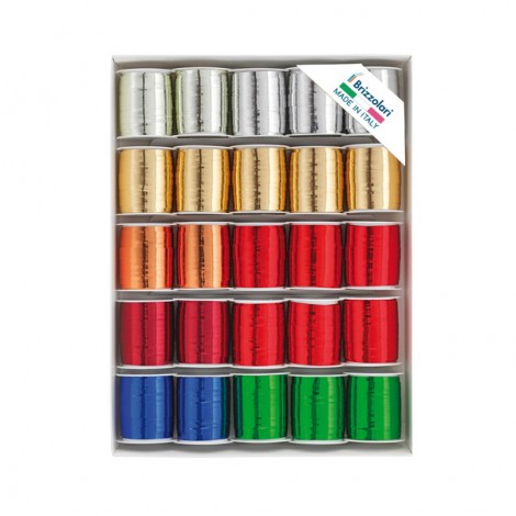 Rocche nastro metal 10mm x 10mt colori assortiti- 25pz