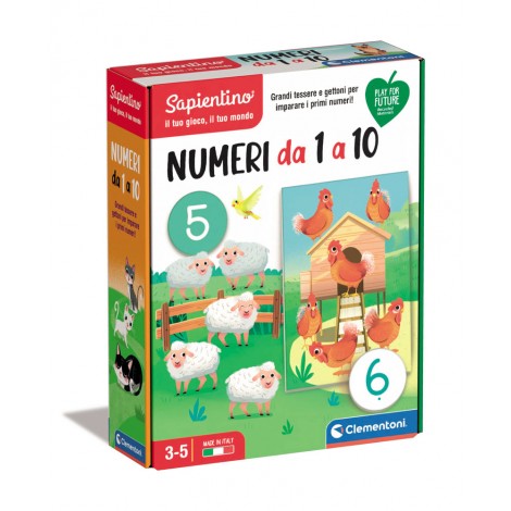 Un gioco coinvolgente e divertente con tante tessere illustrato con simpatici animali tutti da scoprire, per imparare a contare in modo facile e intuitivo. Contiene 10 gettoni con i numeri e 10 tessere double face: da un lato sono rappresentati da 1 a 10 animali nelle loro "case/ambiente" e dall`altro il numero e la quantita` corrispondente. Con 3 modalita` di gioco stimola la capacita` di osservazione e associazione dei bambini e insegna loro i primi concetti di raggruppamento e matematica.