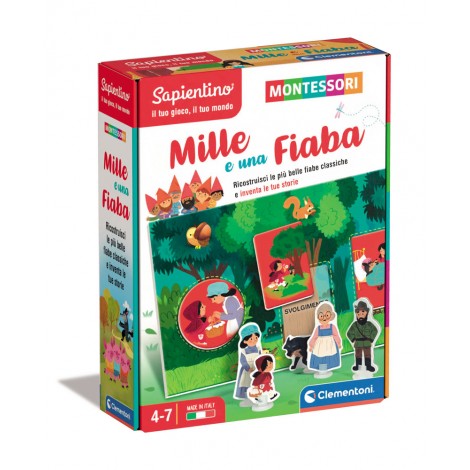 Un gioco che insegna al bambino come costruire una storia partendo dalla struttura: inizio, svolgimento e fine. Uno scenario fronte-retro con 2 ambientazioni, tessere di forme diverse e tanti personaggi in 3D per dare vita alle storie. Il bambino potra` ricostruire le fiabe più note ma anche inventarne di proprie dando sfogo alla fantasia.