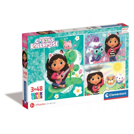 Gabby`s Dollhouse - Puzzle 3x48pz (dimensione puzzle 27x18cm)