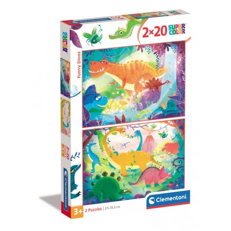Funny Dinos - Puzzle 2x20pz (dimensione puzzle 27x18cm)