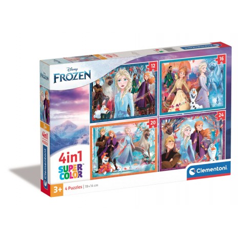 Frozen - Puzzle 4 in 1 da 12pz, 16pz, 20pz e 24pz (dimensione puzzle 19x14cm)
