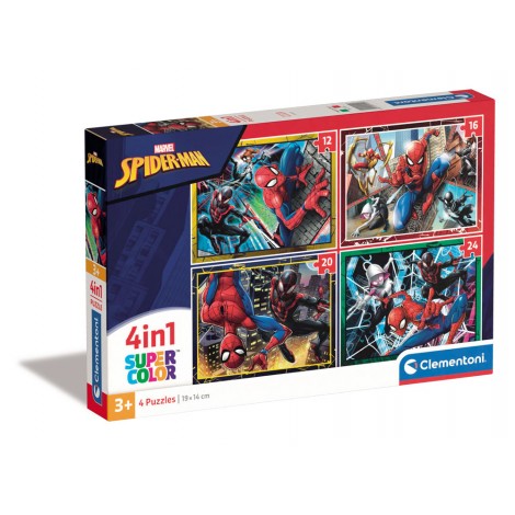 SpiderMan - Puzzle 4 in 1 da 12pz, 16pz, 20pz e 24pz (dimensione puzzle 19x14cm)