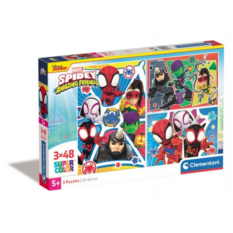 Spidey and his amazing friends - Puzzle 3x48pz (dimensione puzzle 27x18cm)