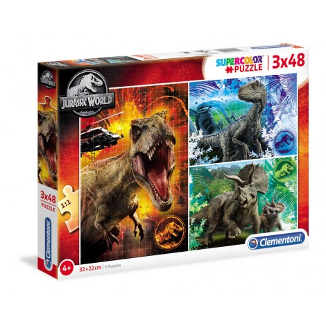Jurassic World - Puzzle 3x48pz (dimensione puzzle 27x18cm)