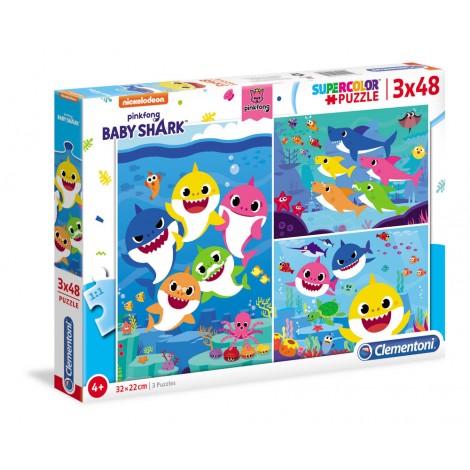 Baby Shark - Puzzle 3x48pz (dimensione puzzle 27x18cm)