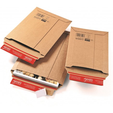 Colompac Scatola in cartone ondulato con spigoli di sicurezza, adatte per spedire ricambi, regali o premi, prodotti farmaceutici, tasca interna per documenti. Dimensioni interne 33x29x12cm, dorso 13cm, colore marrone, 10pz - CP067_06 - C92CP0047