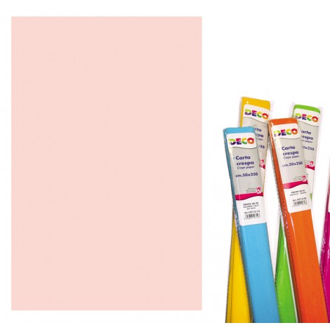 Rotolo carta crespa, 250x50cm, resistente ed elastica, supporta egregiamente ogni tipo di collante colore rosa pallido
