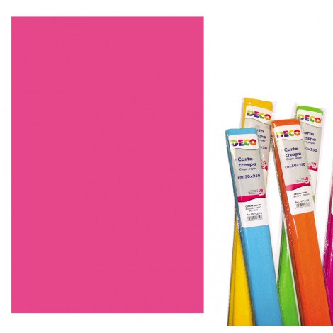 Rotolo carta crespa, 250x50cm, resistente ed elastica, supporta egregiamente ogni tipo di collante colore fucsia