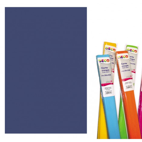 Rotolo carta crespa, 250x50cm, resistente ed elastica, supporta egregiamente ogni tipo di collante colore blu scuro
