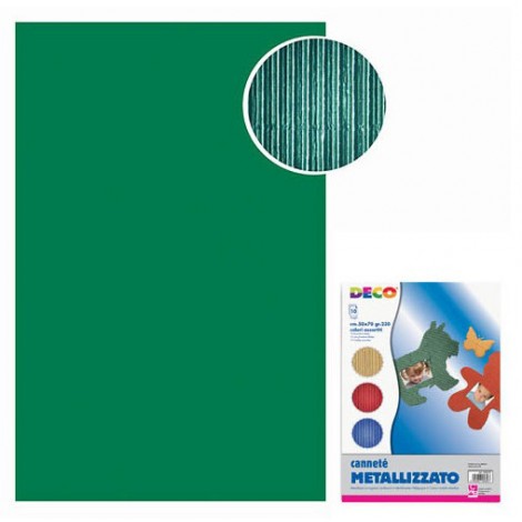 Cartoncino canneté ondulato, metallizzato, 50x70cm, 10 fogli colore verde