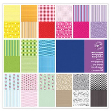 Carta double-face - Carta ideale per realizzare bigliettini d`auguri e lavori di scrapbooking, 30 fogli, 30,5x30,5cm