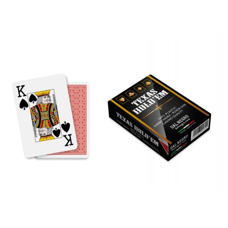 Texas Poker HOLD EM rosso. Mazzo di carte formato mm 63x89, 100% PVC. 1 mazzo.