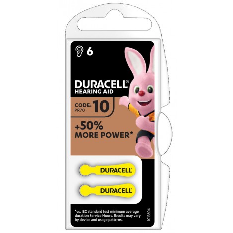Duracell Batterie senza mercurio per apparecchi acustici 95mAh, formato 10 - 6pz - DA10