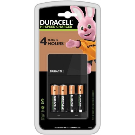 Duracell Caricabatterie rapido per batterie AA/AAA, timer led, indicatore di pronto. Ricarica 2 batterie in 1 ora o 4 batterie in 2 ore (batterie incluse) - 1pz - 81285673