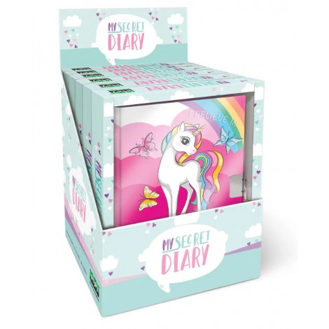 Diario dei segreti unicorno con lucchetto e scatola regalo, 80 pagine