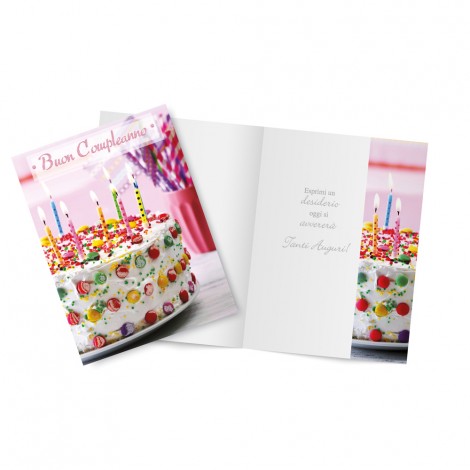 Lebez Biglietto augurale per compleanno decorato con glitter e busta colorata, formato 11,5x17cm, 4 soggetti assortiti - 81327