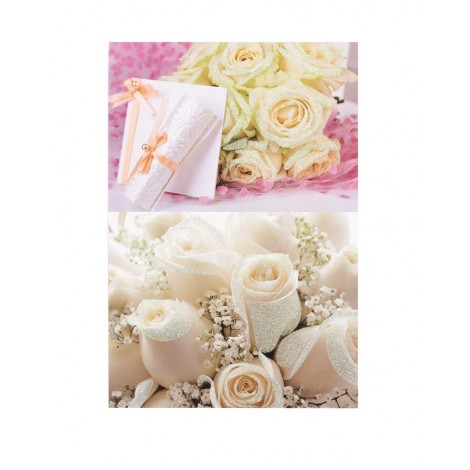 Lebez Biglietto augurale per matrimonio con tasca porta soldi, decorato con glitter e busta bianca, formato 11,5x17cm, 6 soggetti assortiti - 61845