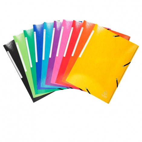 Cartellina a 3 lembi con elastico angolare, formato 24x32cm, cartone 425gr. Prezzo singolo, ord. minimo 25pz