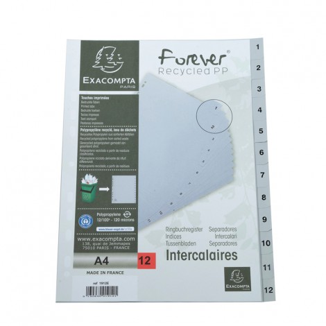 Divisori in PPL con foratura universale, tasti stampati, formato A4