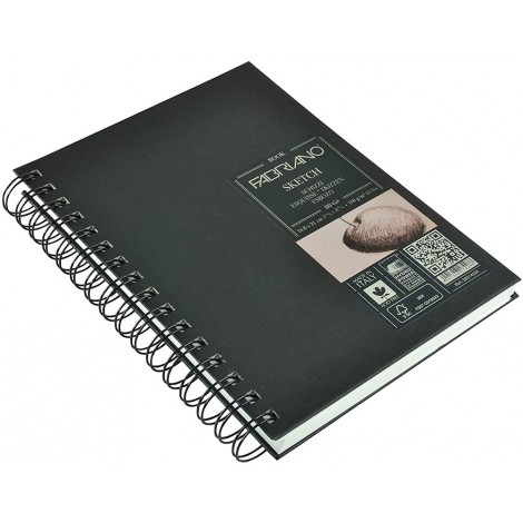 Libro spiralato per schizzi con copertina nera rigida e lavabile. Ideale per tecniche a secco 14,8x21 110 gr 80 fogli