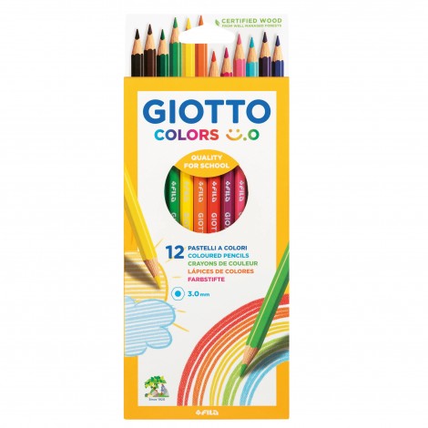 Astuccio con 12 pastelli a forma esagonale con vernice a base d`acqua