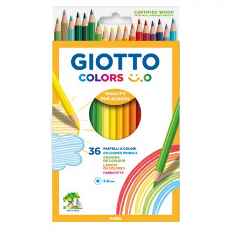 Astuccio con 36 pastelli a forma esagonale con vernice a base d`acqua