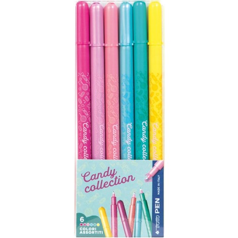 Tratto Pen serigrafati Candy Collection in colori assortiti, 6pz