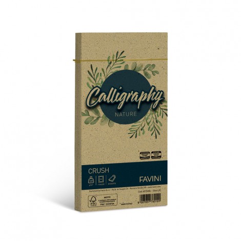 Favini Calligraphy Crush - Buste nature C4, colore oliva, formato 11x22cm, 25 buste, 120gr - 1pz - A57N204