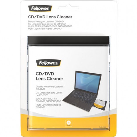 Fellowes CD pulizia lettore CD/DVD, le microspazzole sul dorso del CD assicurano la rimozione della polvere e puliscono perfettamente la lente del lettore, non compatibile con i lettori BLU RAY - 1pz - 99761