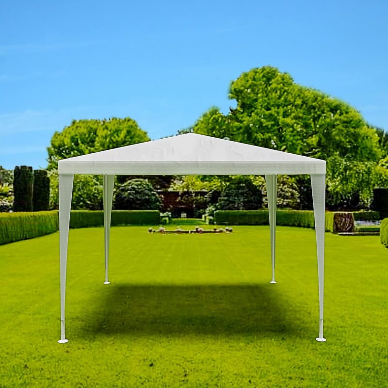 Gazebo 3 x 3 Metri Struttura in Acciaio Copertura In PE 110 gr/m² Impermeabile Bianco -  C92GA3X3E